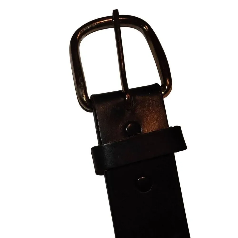 Levi's Black belt Oil harness leather USA #2255 Size 38 Casual gold tone hardwar